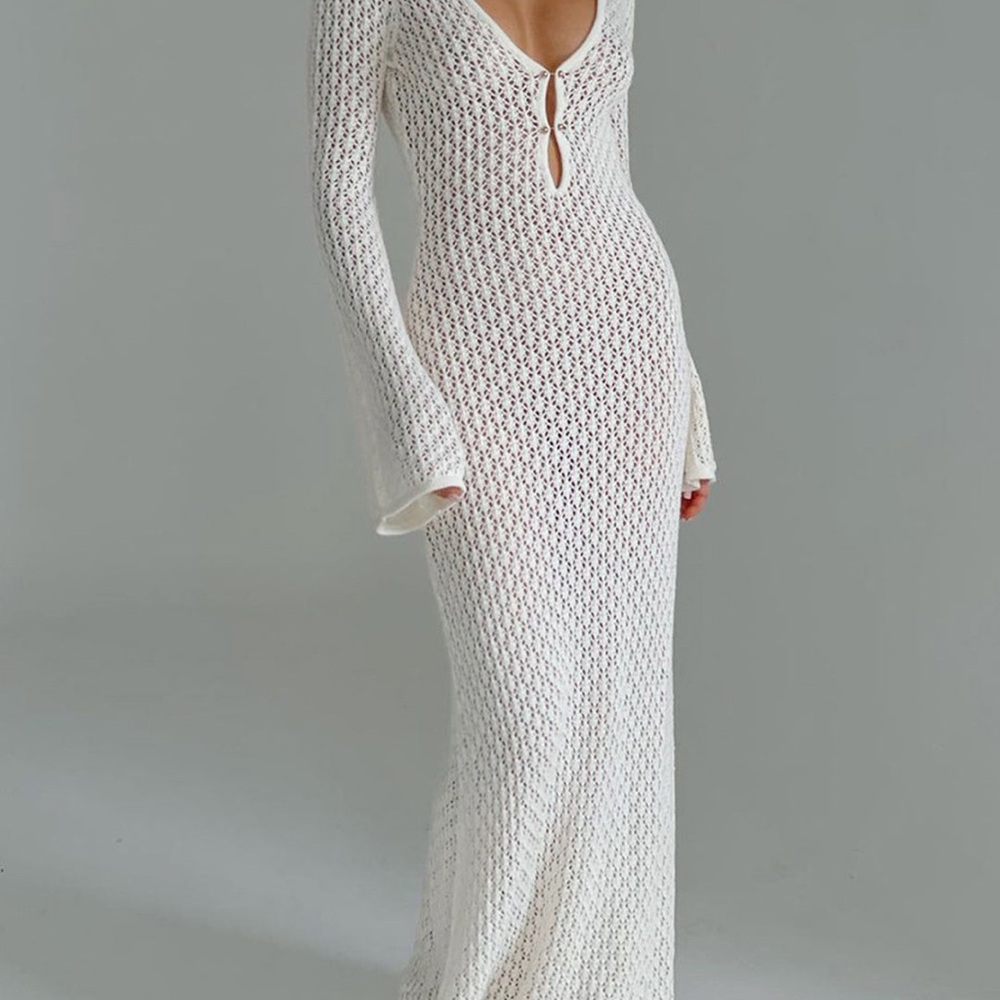 Commense Ivory Crochet Maxi Dress